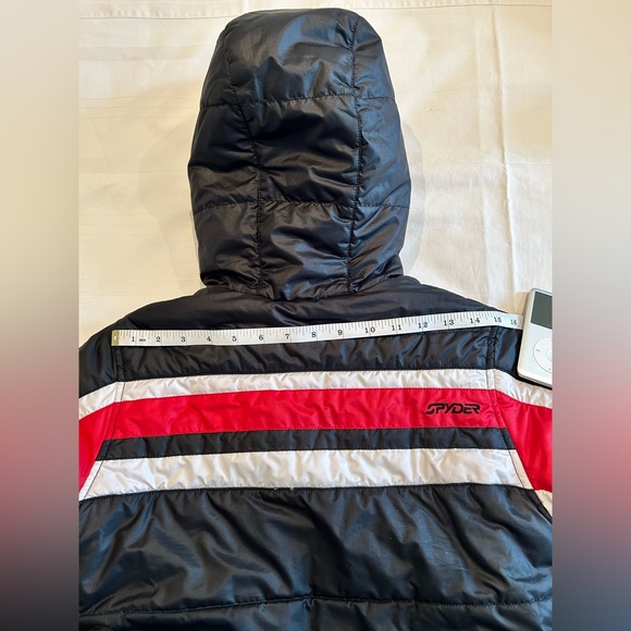 Boy Spyder Red/White/Black Reversible Hooded Ski Jacket with Shaggy Fleece - Picture 7 of 16